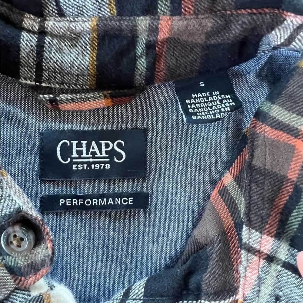 Chaps Performance Flannel Button Down In Navy Pla… - image 2